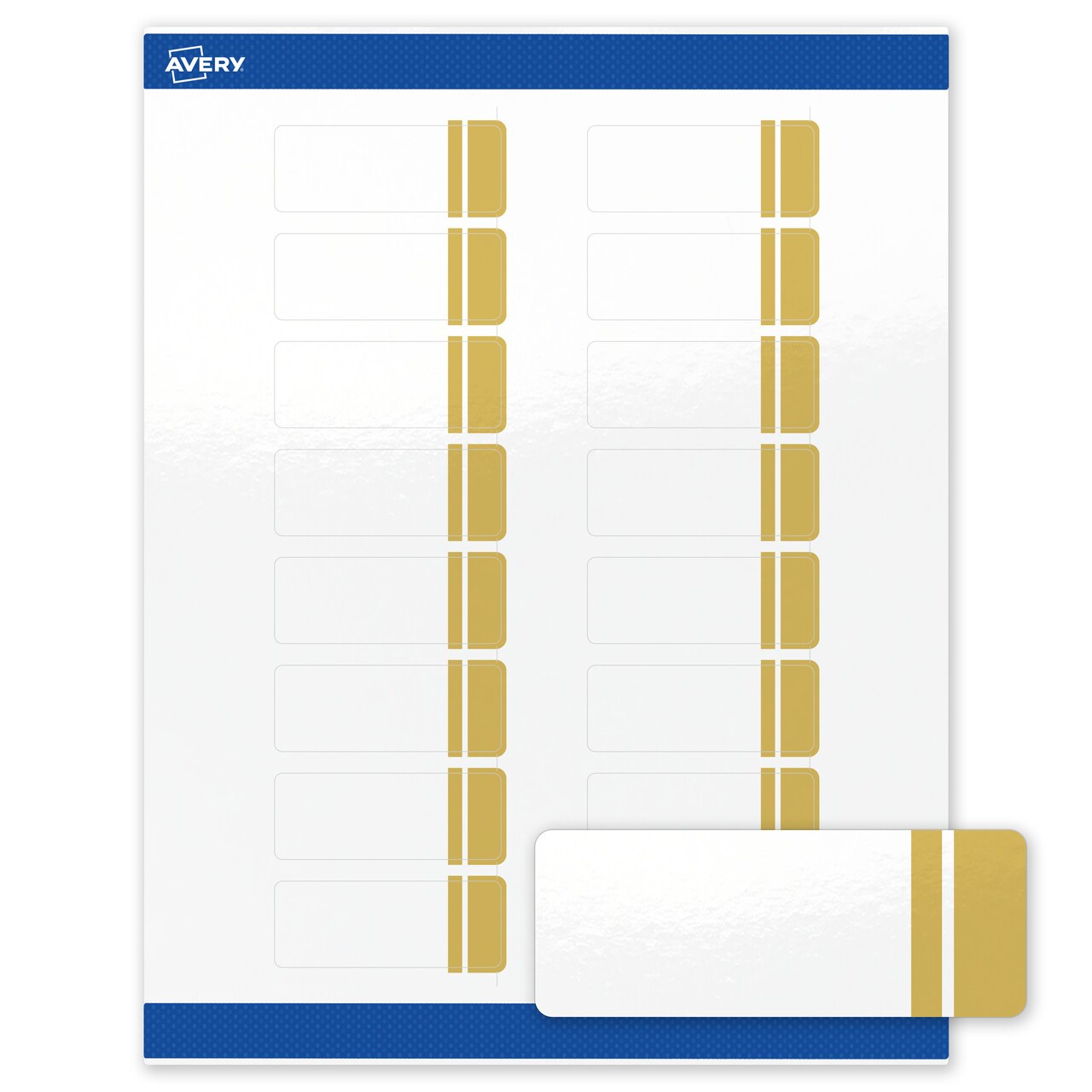 Avery Printable Rectangle Labels with Sure Feed Technology, Double-Dipped Gold Edge Design, 1" x 2-5/8", Glossy White Permanent Labels, Laser/Inkjet, 160 Total, Great for Address Labels